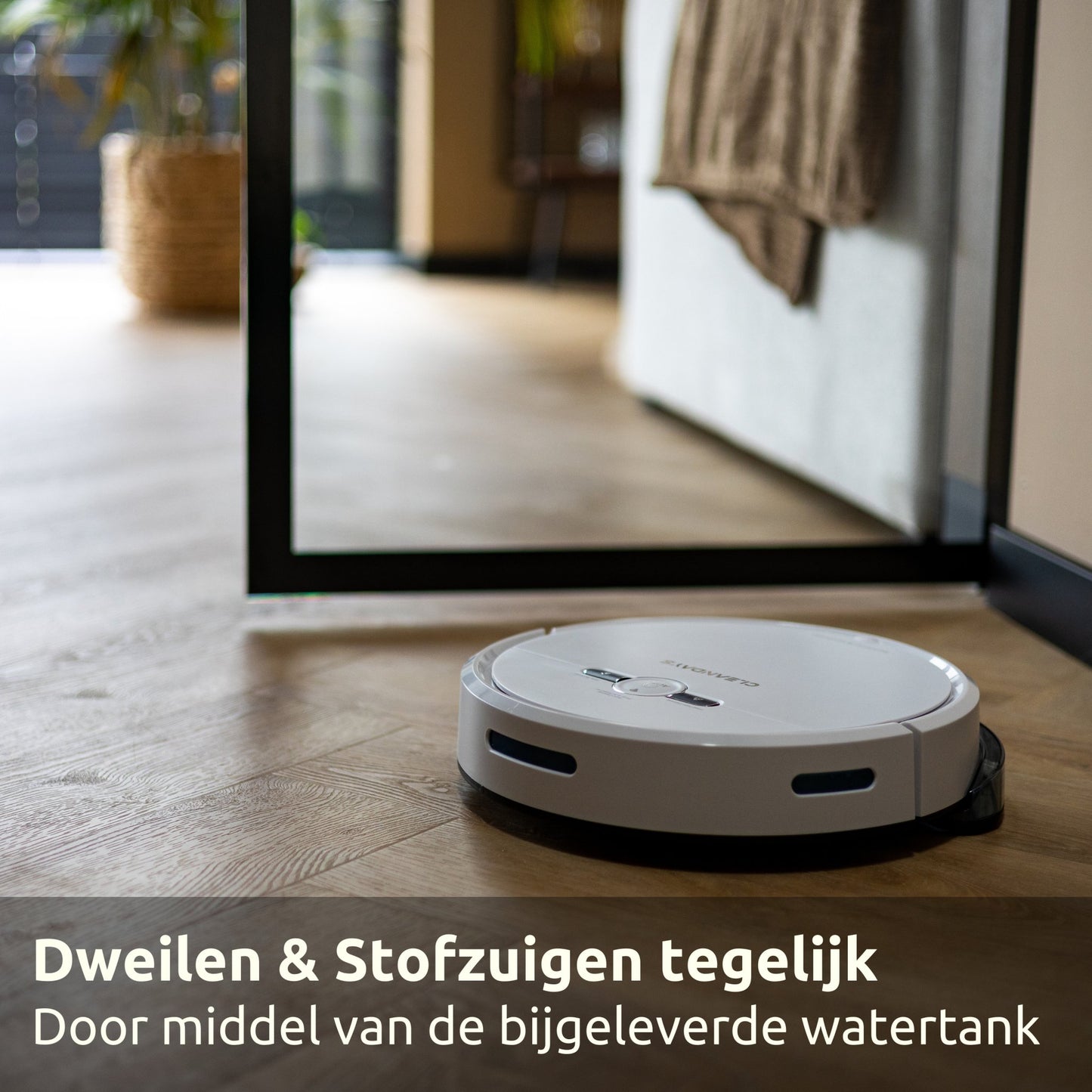 CleanDays Robotstofzuiger D2-001 - 3 in 1: Stofzuigen, Dweilen en Vegen (Wit)