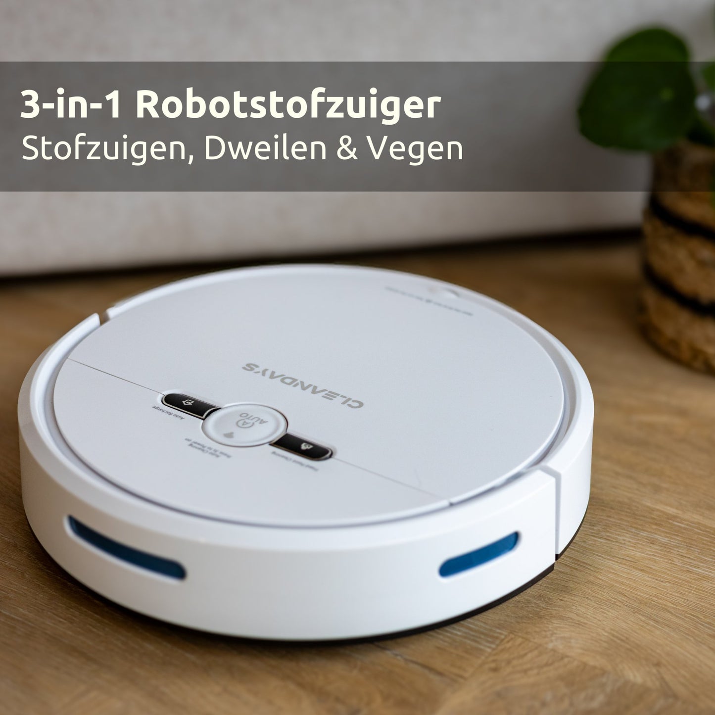 CleanDays Robotstofzuiger D2-001 - 3 in 1: Stofzuigen, Dweilen en Vegen (Wit)