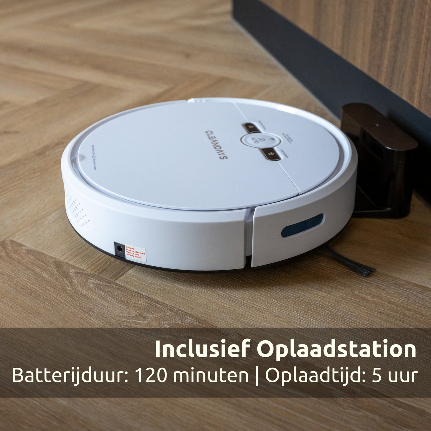 CleanDays Robotstofzuiger D2-001 - 3 in 1: Stofzuigen, Dweilen en Vegen (Wit)